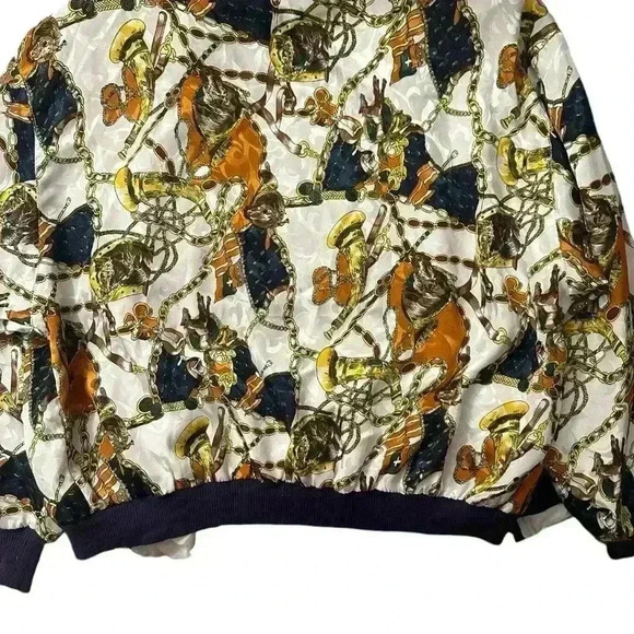Vintage Horse Jacket White Multicolor Notations Size Medium Statement Equestrian - Picture 3 of 7